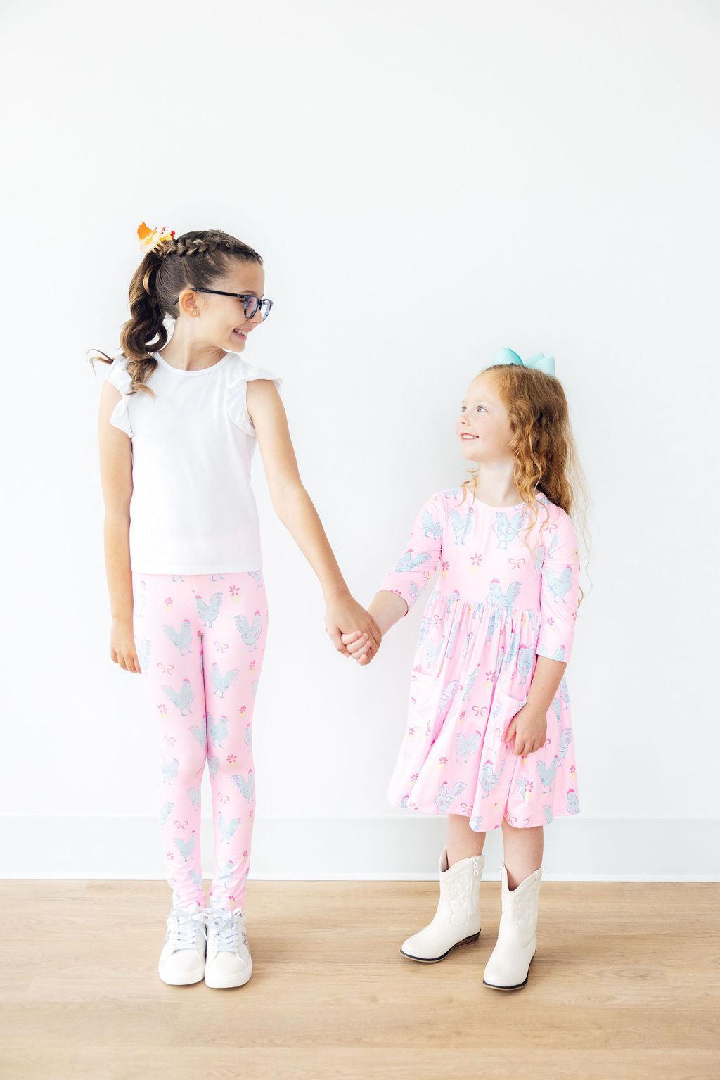 Little Miss Chickie 3/4 Sleeve Pocket Twirl Dress