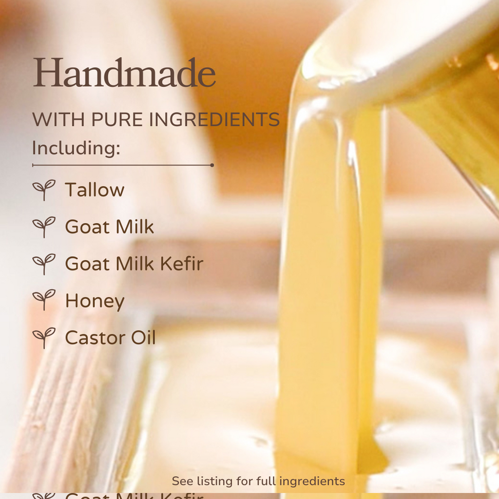 Pure Tallow + Honey Fragrance Free Handmade Tallow and Goat Milk Soap Bar